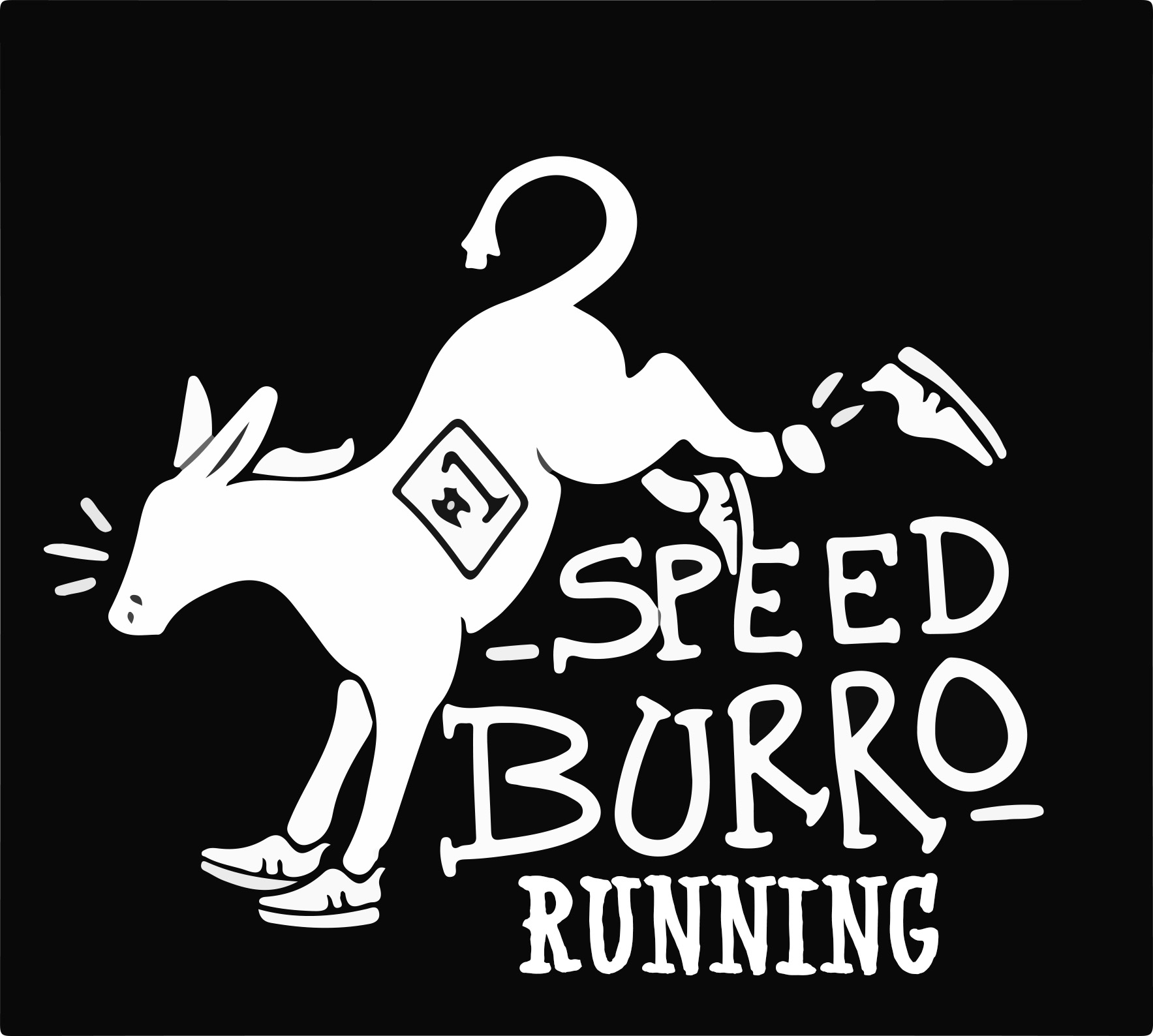 Logo showing a white running flamingo with a diamond badge on its side, and bold text reading 'SPEED' and 'RUNNING' on a black background.